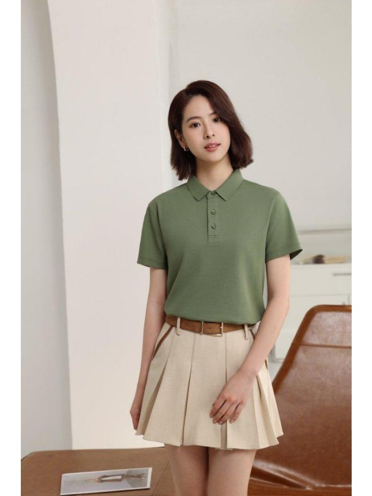 Solid Color T-Shirt Summer Women's and Men's Lapel Short Sleeve YG-258/256