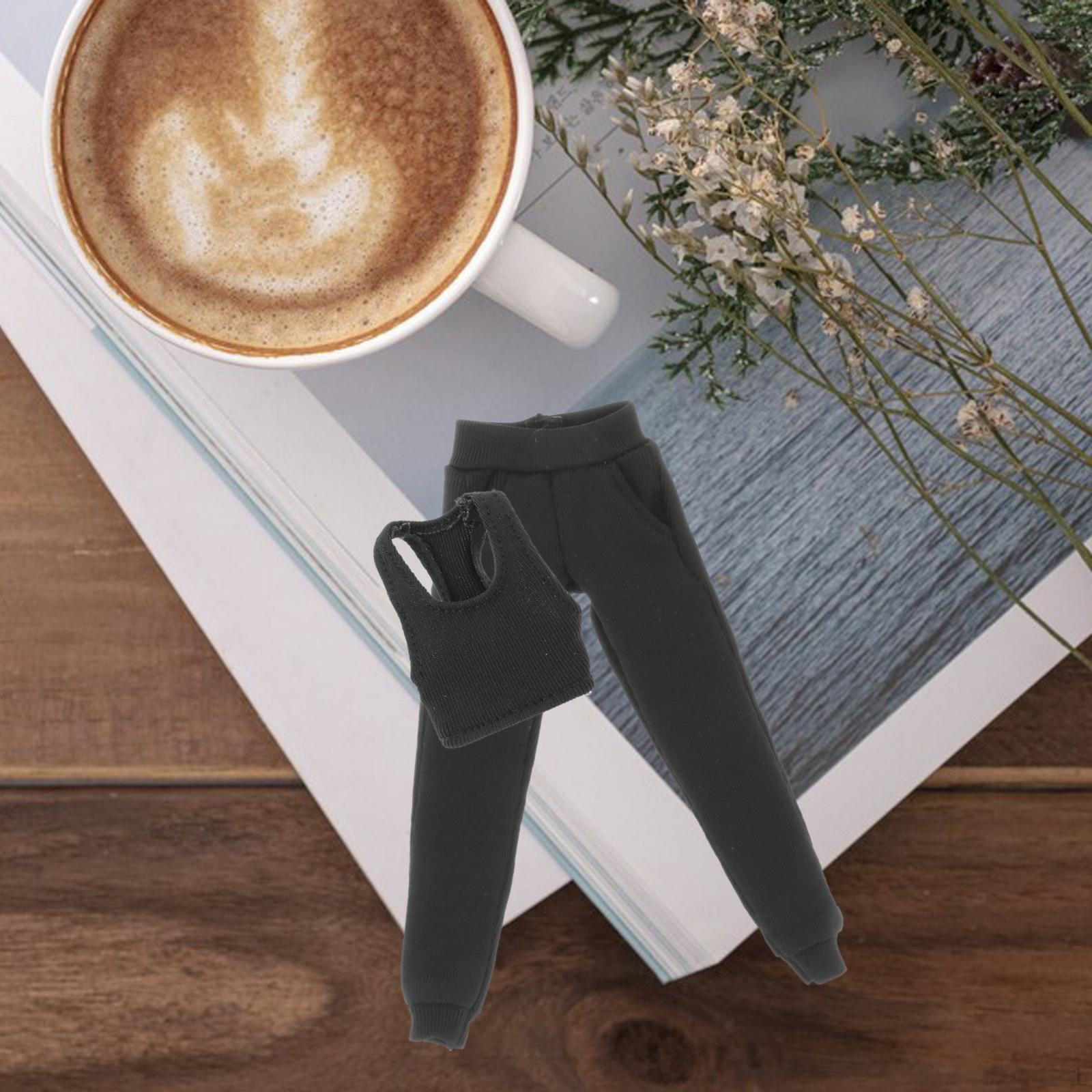 

2 шт. Набір одягу для ляльок 1/12 з жилетом і штанами для жіночих фігурок 6 дюймів чорний