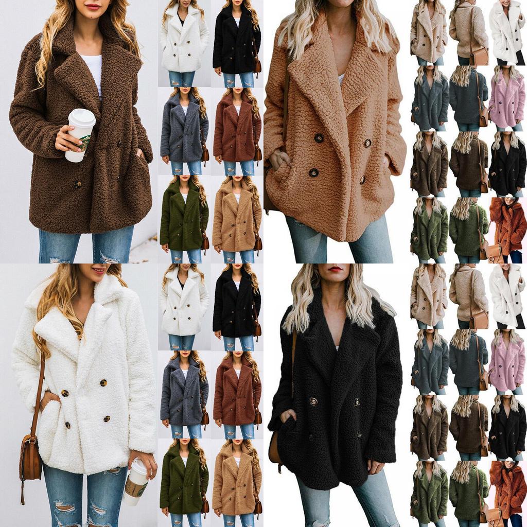 Luxuriös Weicher Damen Teddybär Faux Fur Fleece Wintermantel Cardigan Jacke