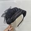 High Skull Lace Bowtie Headband French Mesh Half Hat Hairhoop Female Elegant Teaparty Hair Covering Formal Hair Ornament