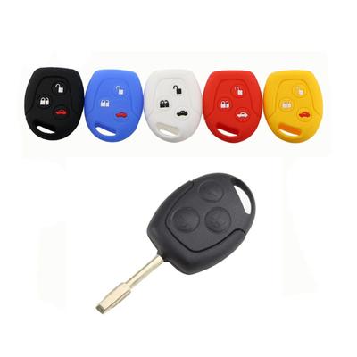 Suport de husă pentru chei pentru telecomandă cu 3 butoane din silicon pentru Ford Focus Mondeo Festiva Fiesta Fusion C-Max S-Max KA Protector cheie