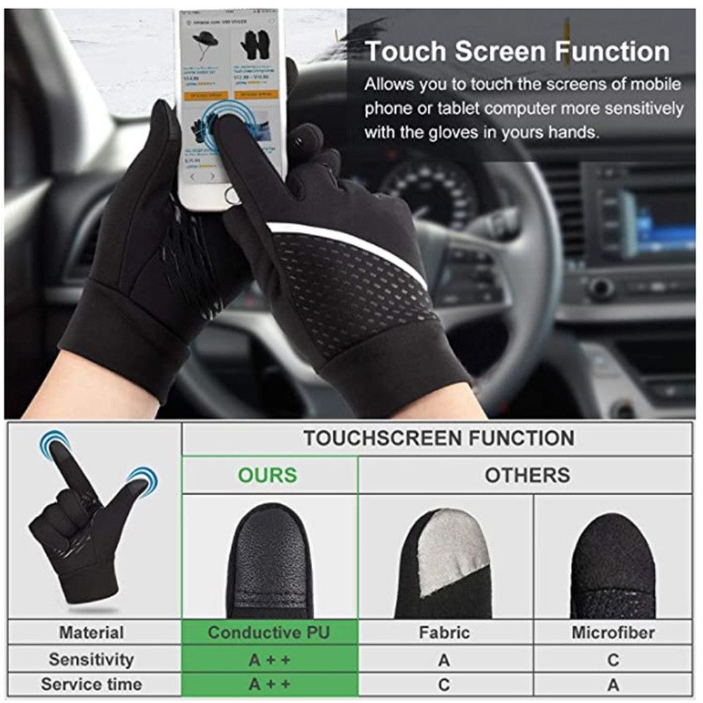 Cycling Thermal Windproof Reflective Sports Gloves Anti-slip Silicone Touch Screen