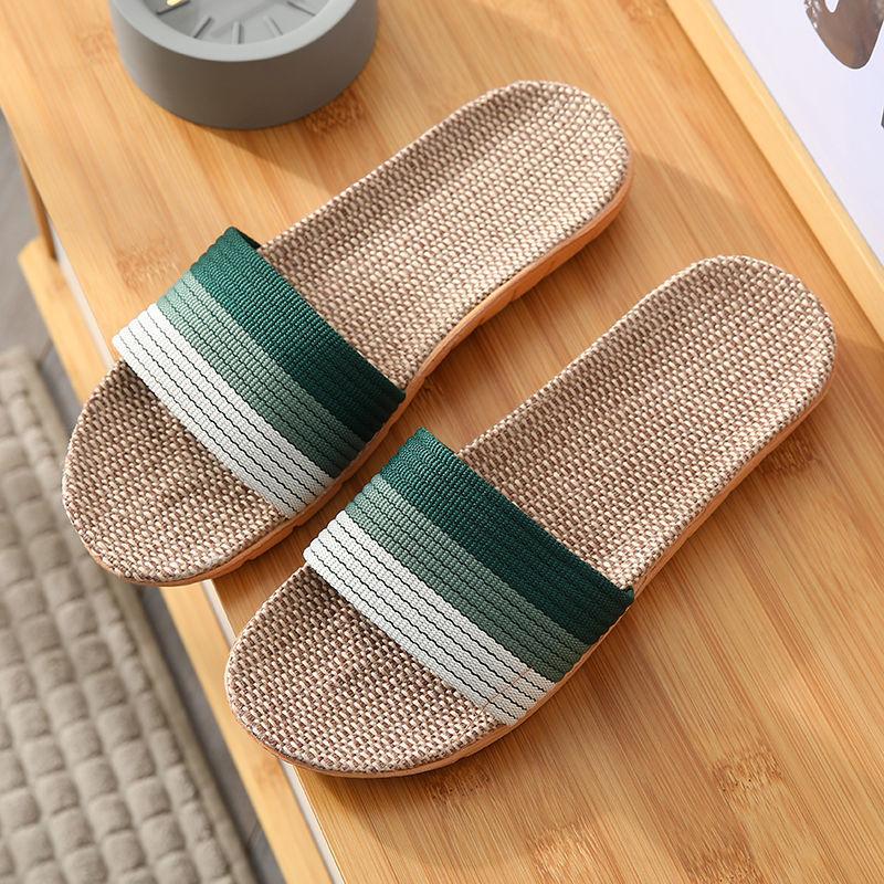 [Buy One Get One Free] Linen Slippers Women's Summer Indoor Thick-bottomed Non-slip Couple's Home Cotton and Linen Cool Slippers Men