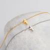 18K Gold Mini Cross Pendant On Stainless Steel Box Chain Necklace