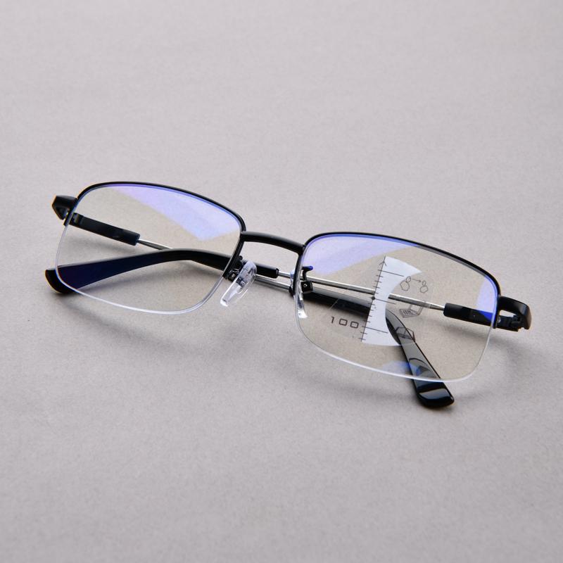 

Мужские мультифокальные очки для близи и дали, унисекс, очки для чтения с защитой от синего света, металлические полуободковые, ультралегкие, при дальнозоркости до +4.0 +4.0