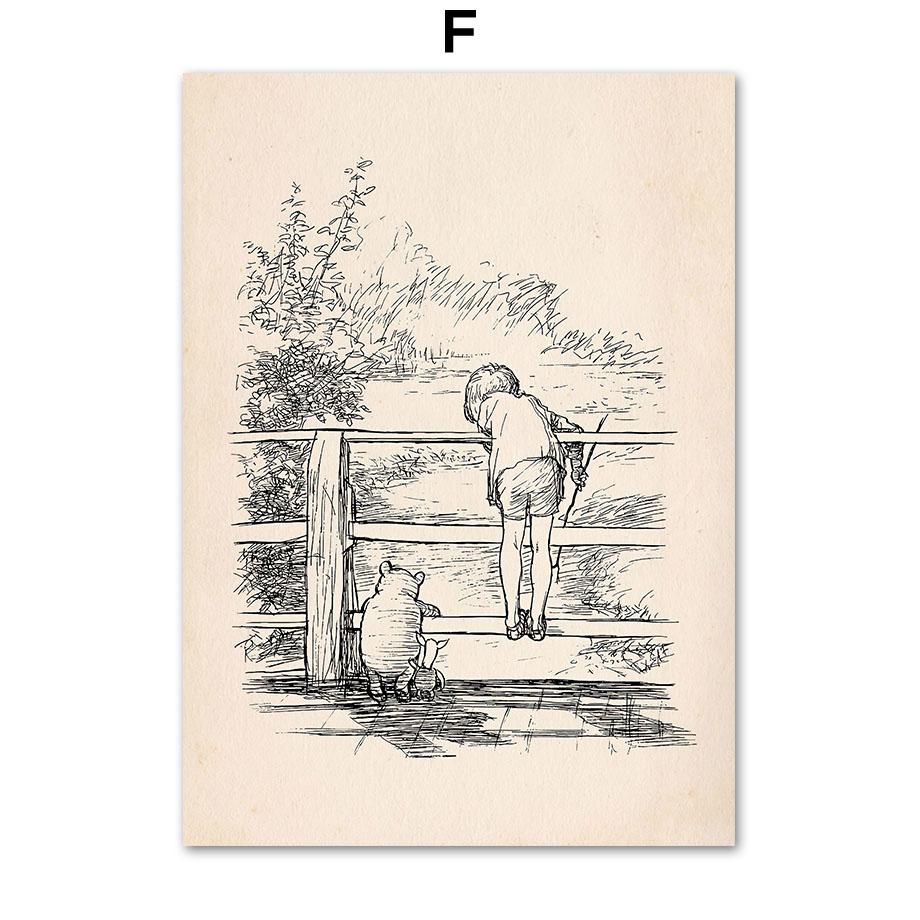 

Набор из шести детских историй с изображением медведя-свинки, винтажного скандинавского плаката, настенного искусства, картины на холсте для мальчиков и девочек, декор детской комнаты 21x30cm No Framed