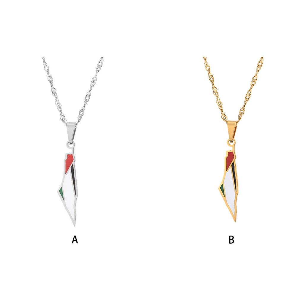 Compact Necklace Pendant Chain Fashionable Stainless Steel Map Pendant Stainless Steel Necklace