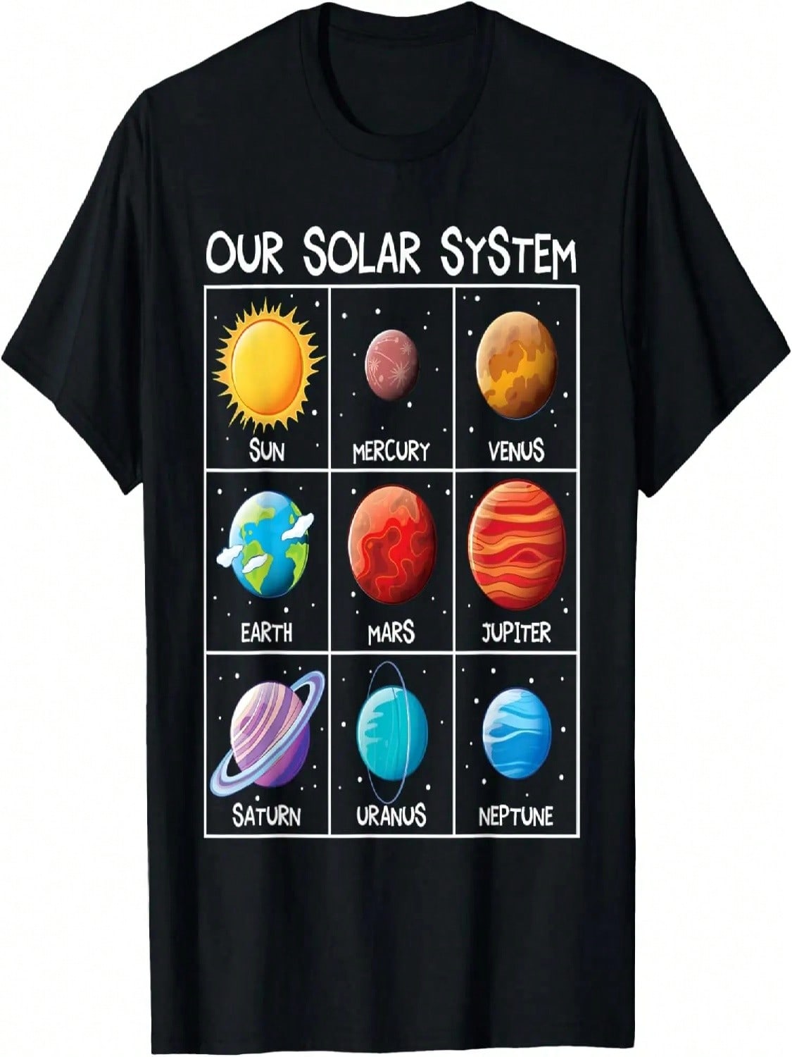 Our Solar Systems Planets Funny Outer-Space Science Kids T-Shirt S разноцветный