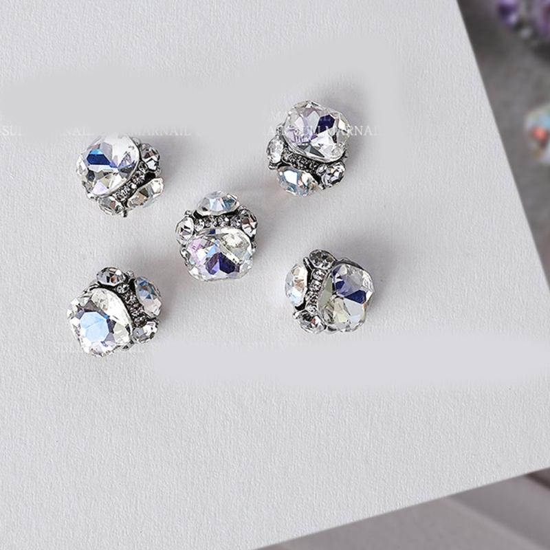 Pack of 5 Nails Art Charms 3D Nail Rhinestones Crystal Nail Gems Nails Art Decorations Nail Supplies for Acrylic Nails