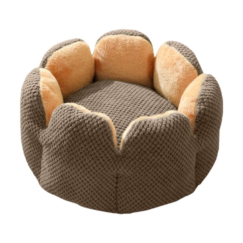 

Pet Bed with Detachable Cushion Soft Handle Beautiful Flower Round Bed Dog Sofa Detachable Cushion Nest сірий колір