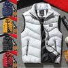 Fashionable Mens Quilted Coat Vest Waistcoat Parka With Solid Pattern And Regular Fit