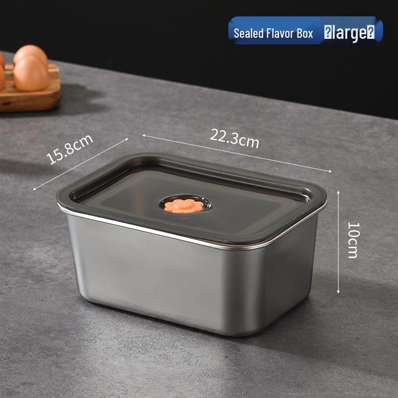 Stainless Steel Rectangular Food Storage Box with Lid