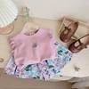2025 Summer Outfit: Girls' Loose Short Sleeve T-shirt & Princess Skirt Set
