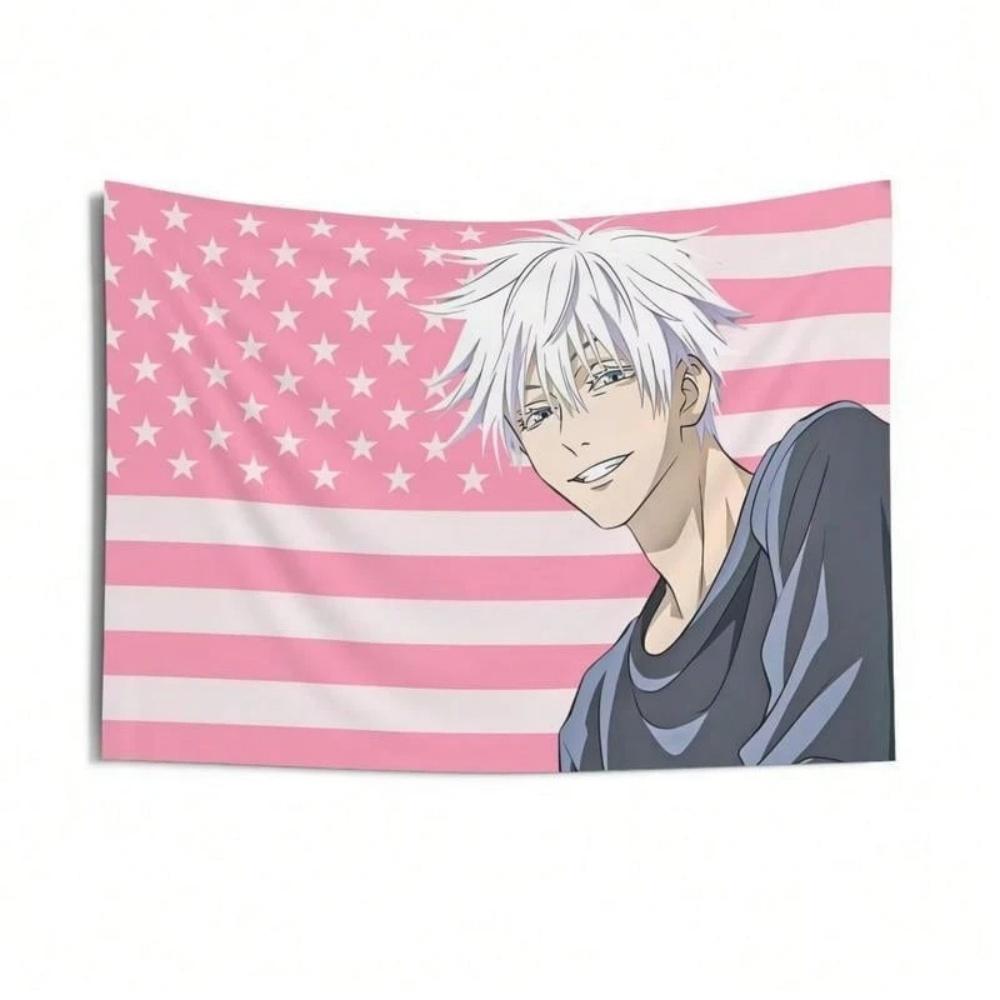

JJujutsu KKaisen GGojo Tapestry Pink Themed Room Decor Anime Wall Flag for College Dorm Club Unique Gift Idea 74x94cm(29x37in)