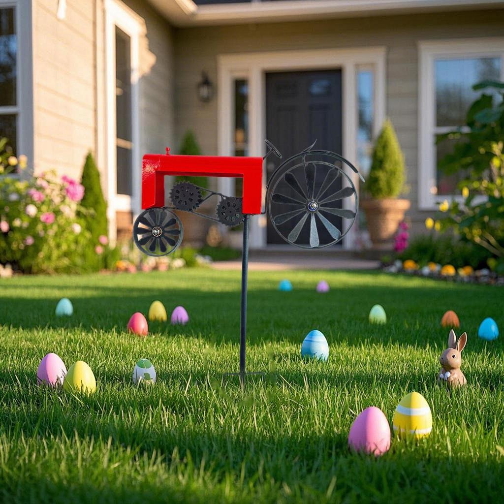 for Garden, Stake Collection, Art Decoration, Modern Tractor, Wind Spinner Ornament for, Porch,