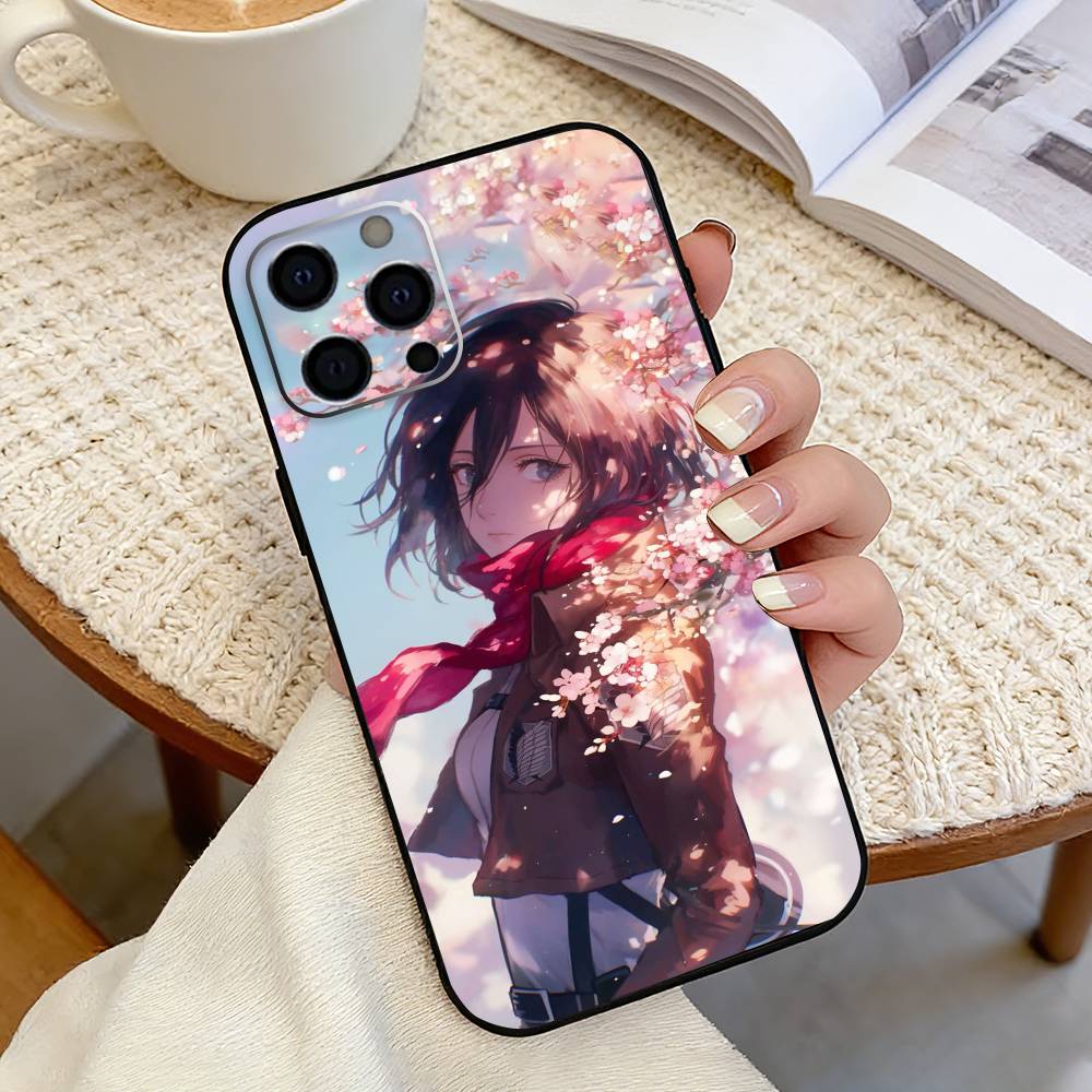 Hot Anime A-Attack On-n Titan Mikasa Phone Case For iPhone 17, 16,15,14,13,12,11 Plus,Pro Max, Others Soft Black Cover