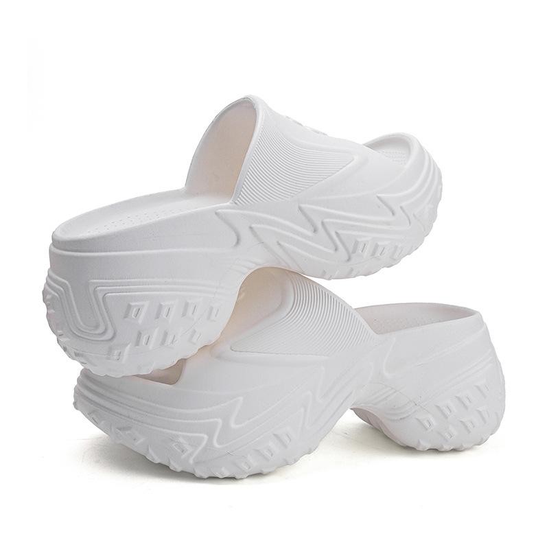 EVA women s high-heeled cm slippers summer wear one-word women s beach shoes platform slippers soft-soled cool slippers 35 слоновая кость