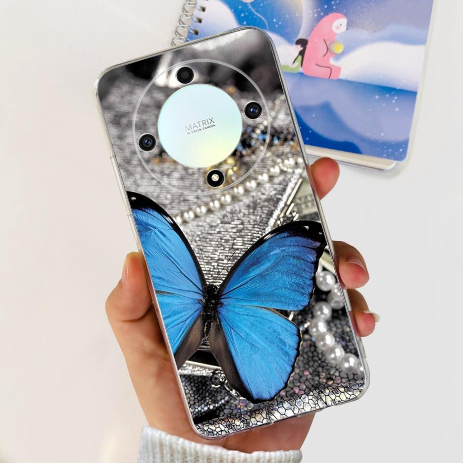 For Honor X9b 5G Case ALI-NX1 Cute Cat Butterfly Painted Cover Soft Silicone Phone Cases For Honor X9b X 9b HonorX9b Soft Fundas