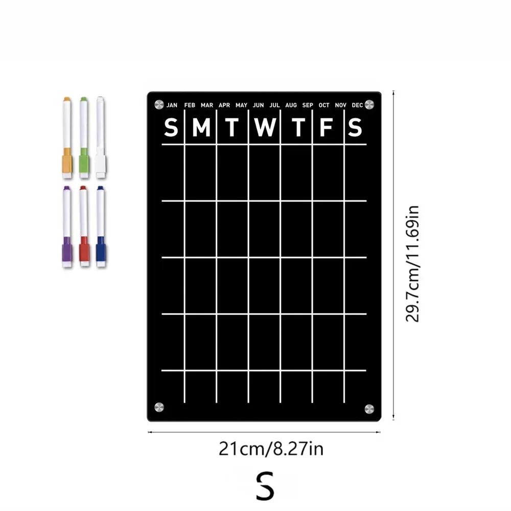 Czarne Magnesy na Lodówkę Akrylowe Tablice Planera Tygodniowego Przepisywalne Naklejki na Lodówkę Tablica do Pisania na Sucho Tablica na Notatki Dekoracja Kuchni