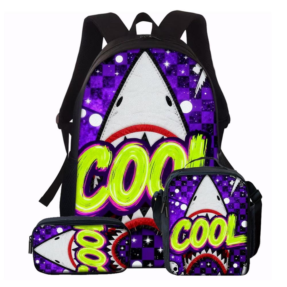 Set di Zaini alla Moda con Grafica di Squalo 1/2/3/4/5 PZ | Perfetto per la Scuola e le Avventure Quotidiane