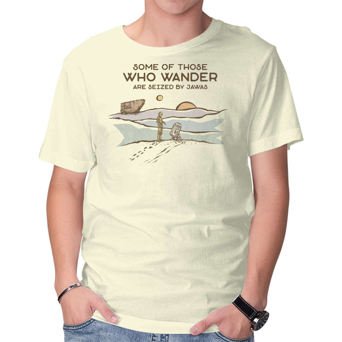 Unisex Crew Neck T-Shirt Some Are Seized By Jawas Graphic Short Sleeve Casual Tee XL
