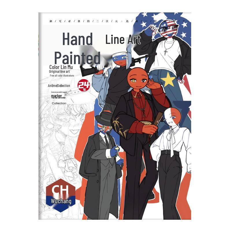 Hand-Drawn Anime Coloring Book: Line Art from One Piece, Naruto, Demon Slayer, Identity V, and Conan