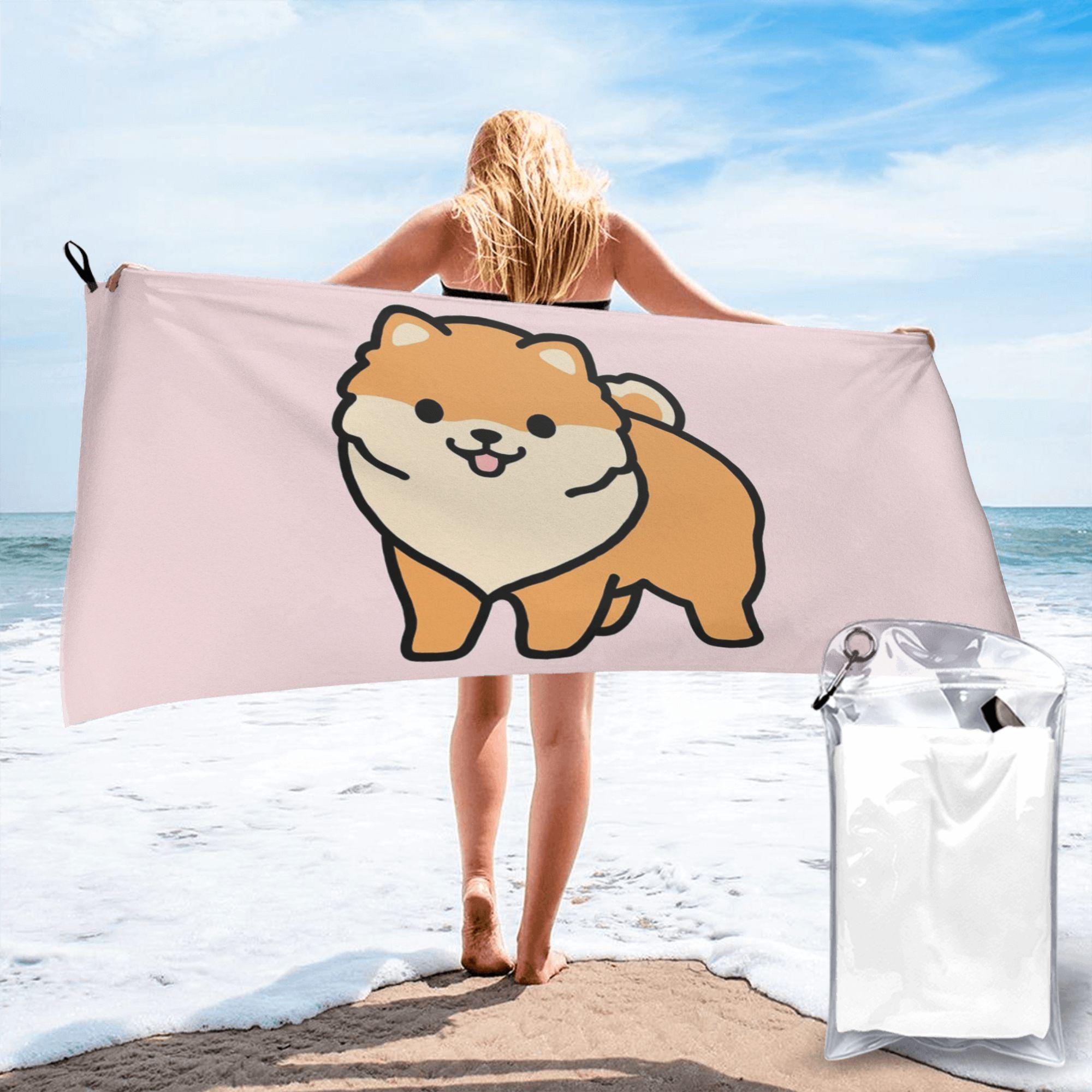 Pomeranian Beach Towel Soft Microfiber Quick Dry Absorbent Quick Towels For Bath W40*H60(CM)