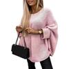 Pull Cape Style Col Rond pour Femme Pull Lâche Coupe Ample Hauts Couleur Unie