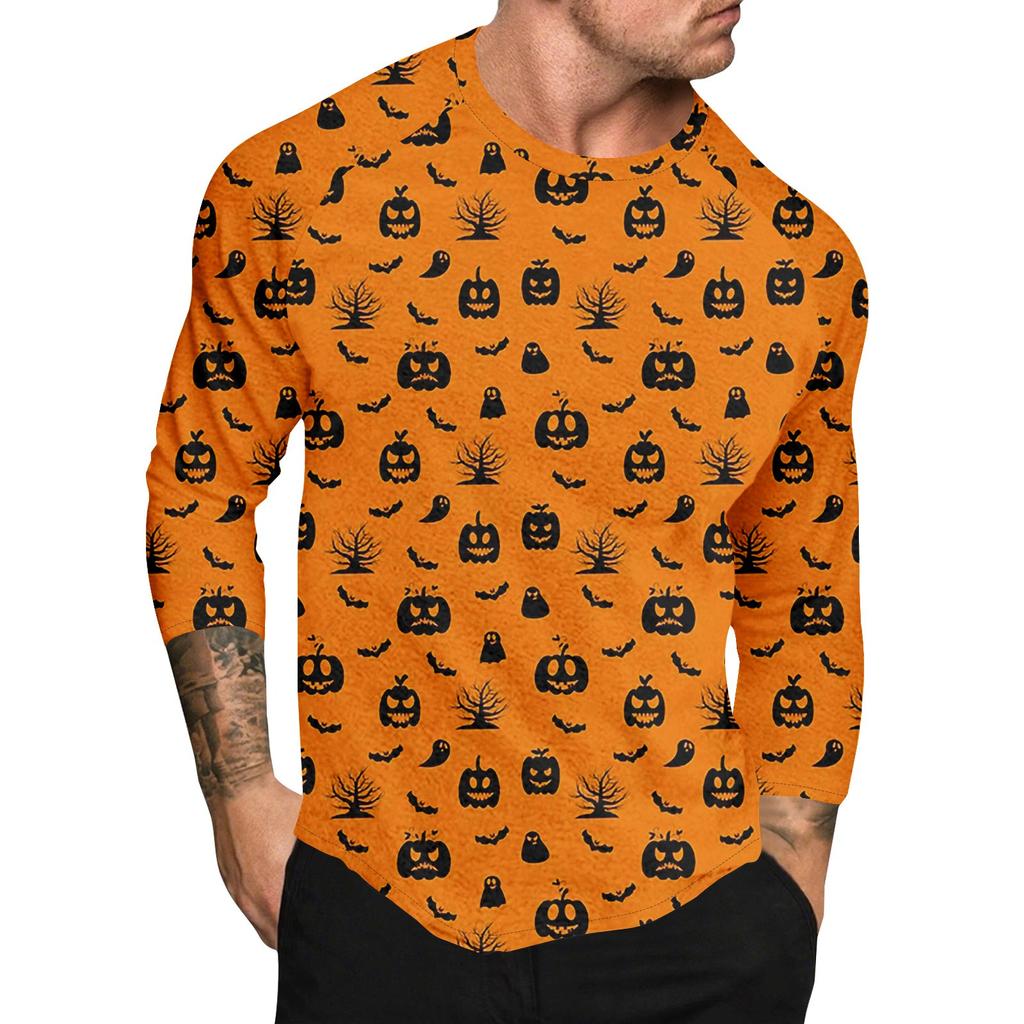 Halloween Print Raglan Sleeve Men's Long Sleeve Top