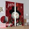 2pcs,2D plane printing Pattern Curtains Let It Snow Snowman Snowflake Durable 100% Polyester Fabric (without rod) Home Decor for