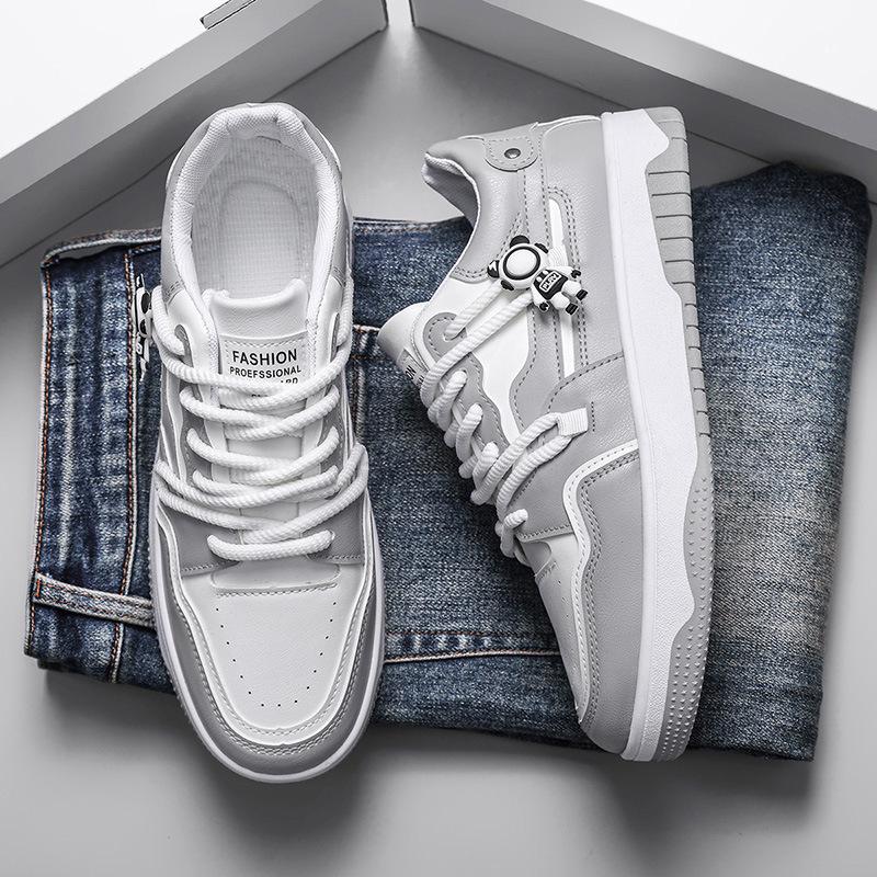 

Autumn men s shoes new versatile sports casual board shoes American fashion classic black and white color matching sports white shoes 44 серый