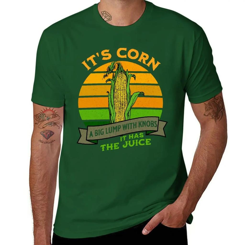 Funny Corn - Retro Vintage It Has The Juice It’s Corn T-Shirt Vintage Clothes Blacks Slim Fit T Shirts for Men