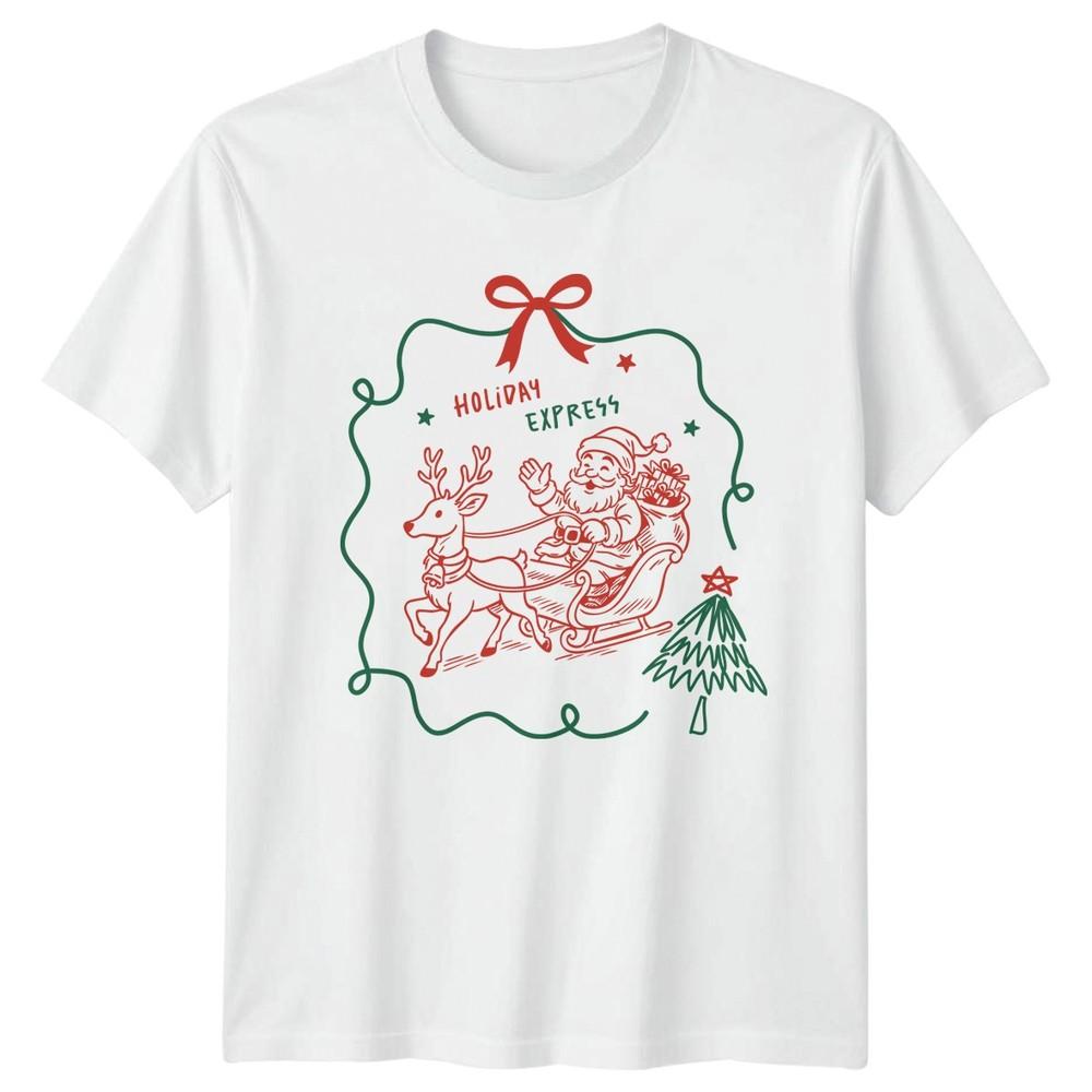 Holiday Express Christmas Holidays Santa Claus Reindeer Unisex Unisex Graphic Tee S