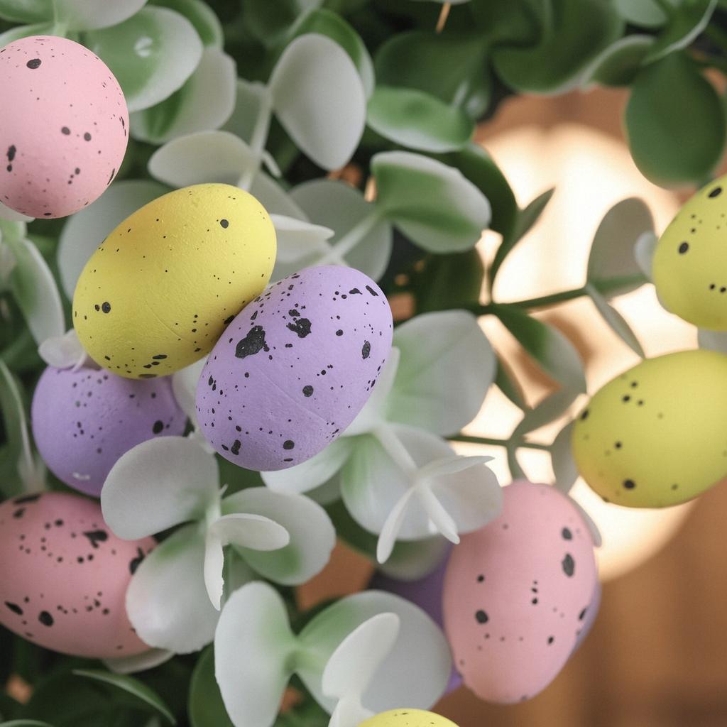 Artificial Flower Wreath with Easter Eggs Spring Wreath Hanging Decoration for Door Wall Window Festival Celebration