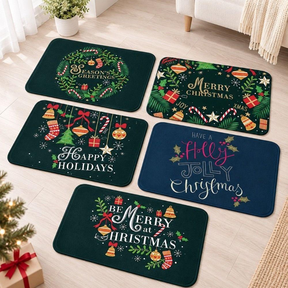 Soft Christmas Carpet Festival Theme Living Room Rug Merry Christmas Entry Floor Mat Dining Room