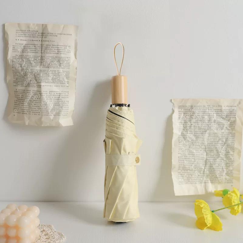 Wooden Handle Color French Umbrella Women's Dual-Use Sun Protection UV Protection Foldable Sunshade Summer Retro Men