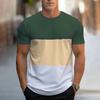 2024 Summer New Fashion Splicing Printed Short-sleeved T-shirt Men's Round Neck Loose Breathable Tops Sports Fitness T-shirt