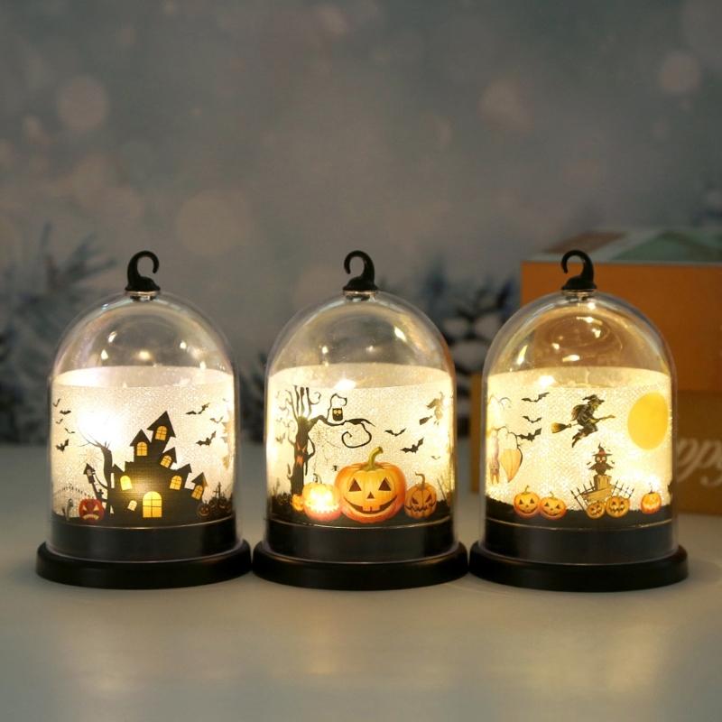 LED Warm Light Halloween Pumpkin Lantern Safe Plastic Materials Easy Assembly Portable Decoration for Home School Event
