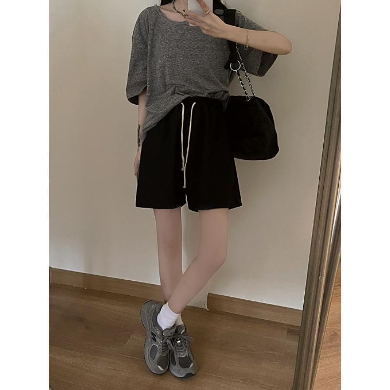Large Size Elastic High Waist Wide-leg Pants for Women Casual Pants Straight-down Drooping Fat Mm Slimming Pants for Women Summer Sports Shorts
