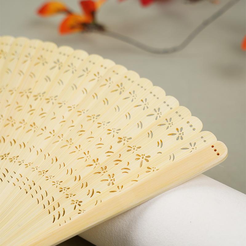 Retro Chinese Style Craft Fan All Bamboo Folding Fan Ancient Style Bamboo Fan Hanfu Dance Hollow Bamboo Fan
