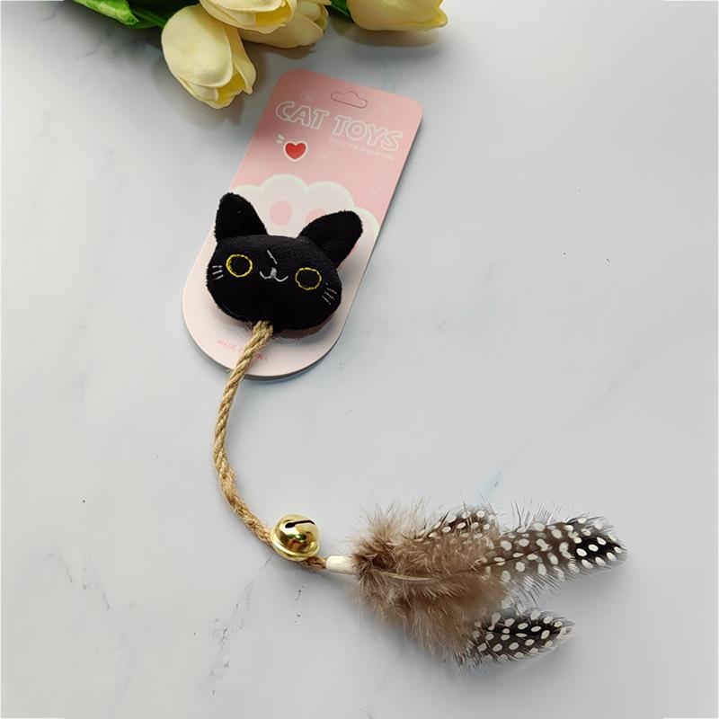 Feather Bell Catnip Teaser Toy with Plushie & Sisal Teething Stick for Kittens