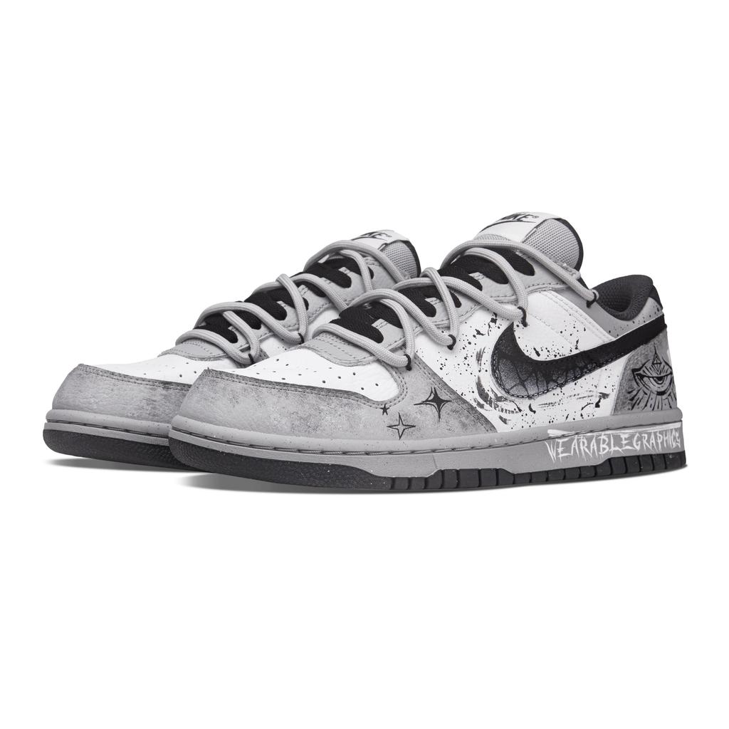 Nike Big All seeing Eyes Abrasion Resistant Slip Resistant Low top Skateboard Shoes Men's Black White Gray 355152-017(Team864-)