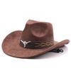 New Western cowboy hat, Tibetan wool top hat, men's and women's autumn/winter outdoor ox-head accessory, travel riding hat