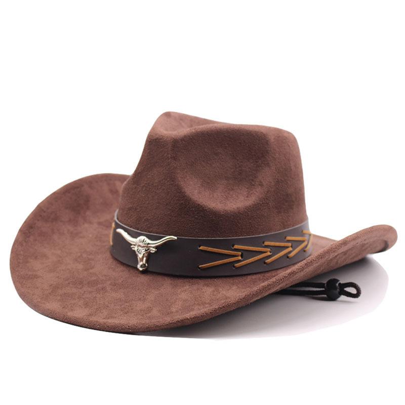 New Western cowboy hat, Tibetan wool top hat, men's and women's autumn/winter outdoor ox-head accessory, travel riding hat