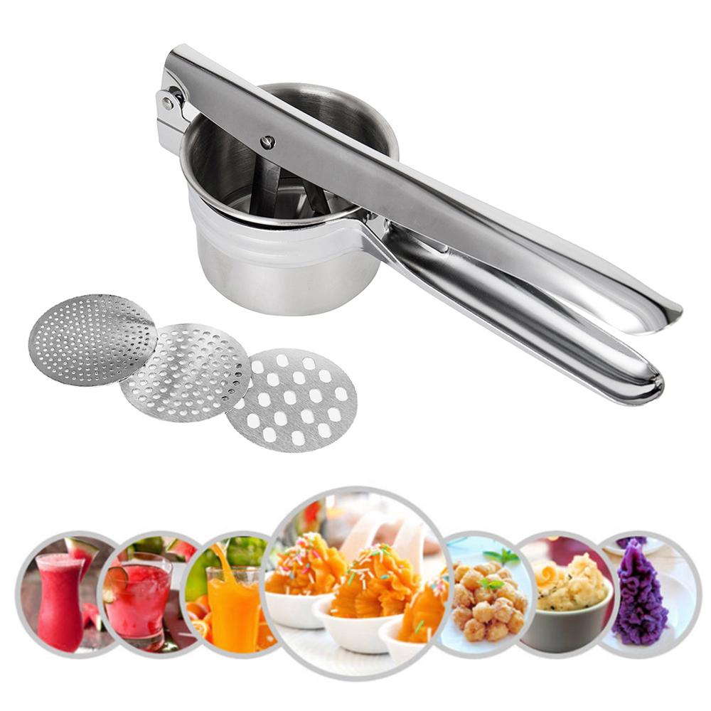 Stainless Steel Potato Masher Ricer Large Sturdy Puree Vegetable Fruit Juicer Press Maker Potato Masher Kitchen Accessories
