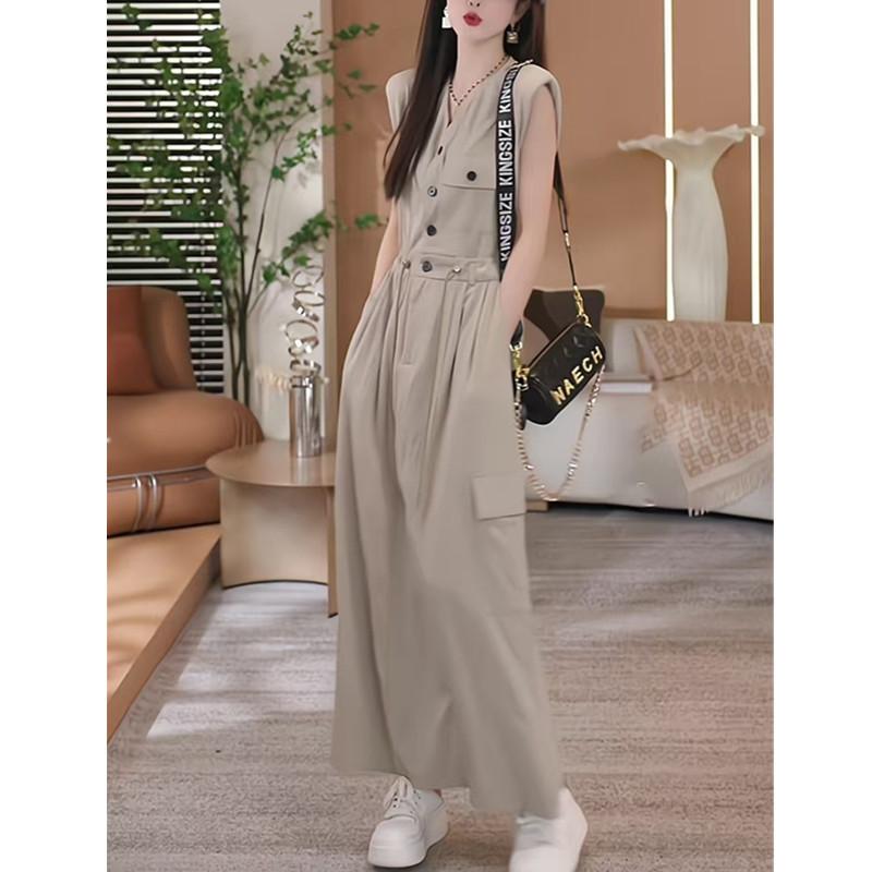 Premium Temperament Tooling Dress Women's Summer Large Size Fat Waist Drawstring Sleeveless Vest Long Skirt
