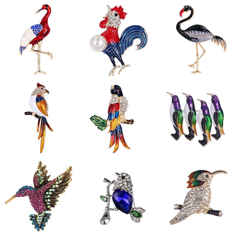 Hummingbird Crystal Rhinestone Brooch: Elegant Alloy Pin for Clothing Accessories