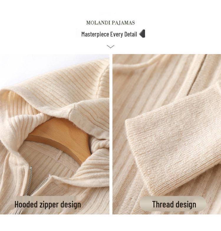 Korean Style Zipper Knit Cardigan - Long Sleeve, Loose Fit, Solid Color Hoodie