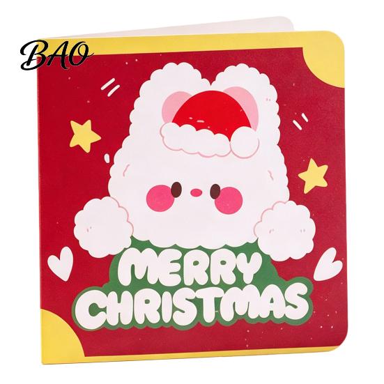 Merry Christmas Cards 10Pcs Greeting Set, Folding Cartoon Blank Santa Claus Note Cards, Festive Blessing for Holiday Gift