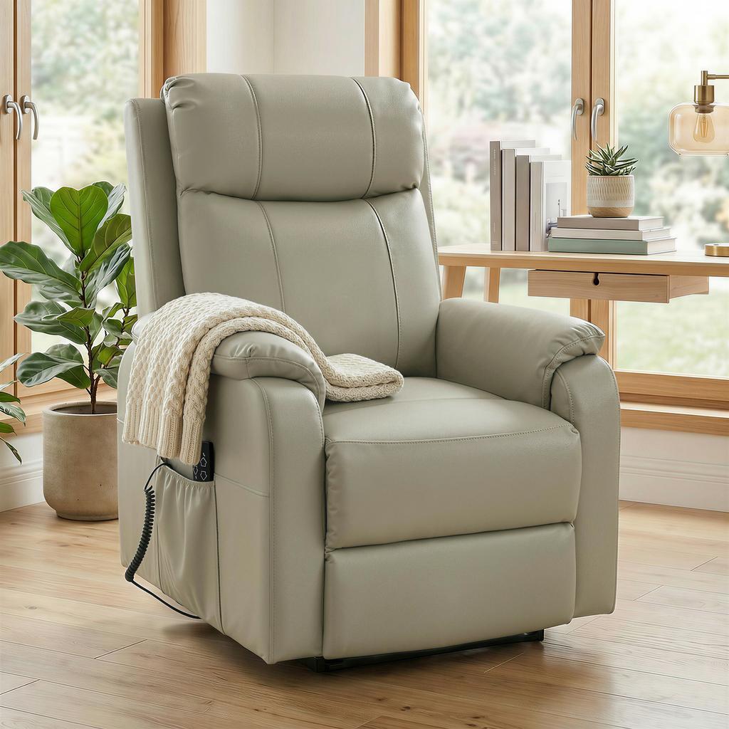 Electric Recliner Chair Electric Relaxation Chair Dual Motor Reclining Backrest 87x96x105cm Cream